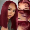 YYJP 12 Inch Bob Wig Human Hair - Burgundy 13x4