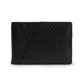 DAZMO Mens Wallets Slim RFID Blocking Carbon Fiber Leather Wallet with Credit Card Holder, Strong Money Clip & ID Window Minimalist Bi-Fold Wallets for Men UK - Black Carbon