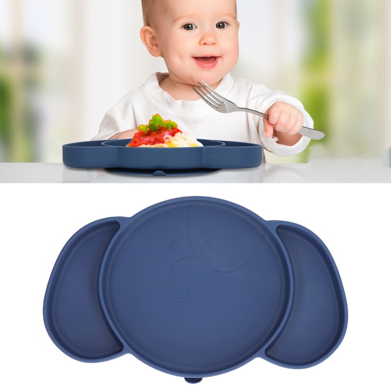 Kids Divided Plates Safe Silicone Foldable Prevent Slipping Toddler Suction