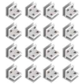 INCREWAY 16 Pcs Adjustable 90 Degrees Glass Clips Aluminum Alloy Glass Shelf Support Bracket, Glass Holder Connector for 5-8mm Thick Glass