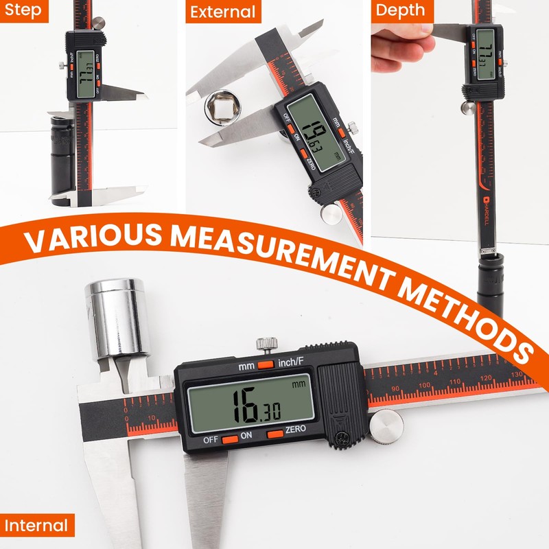 HARDELL Digital Caliper, 0-8 Inch Caliper Measuring Tool with Large