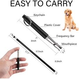 HENWUBEI 2 Packs of Dog Whistle, Dog Whistle Stop Barking Whistle, Adjustable ultrasonic Silent Dog Whistle, Professional Recall Dog Training Whistle, with Lanyard (Black and White)