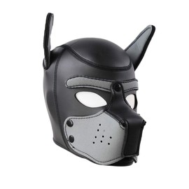 Neoprene Puppy Hood Camo Full Face Mask Cosplay Costume Dog Head Masks (Gray)