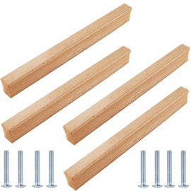Wooden Handles Kitchen Cabinets, Pack of 4 Wooden Handles, Furniture Solid, Door Handle, Cupboard Handle, Drawer Handle for Door, Drawers, Cupboard, Decoration