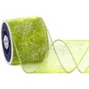 VATIN Spring Moss Organza Sheer Ribbon with Gold Glitter Snowflake