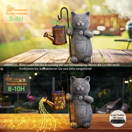 Hinshark Gifts for Women Mum, LED Decorative Cat Garden Statues, Gifts for Women, Christmas, Birthday Gift for Women, Mother Gift, Garden Decoration for Outdoor Cats Garden Balcony Decoration