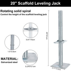 Yeipowr 20" Adjustable Scaffold Leveling Jack Feet - 1.5" OD Hollow Screw Jacks Galvanized for Baker Style Scaffolding 4 Pack