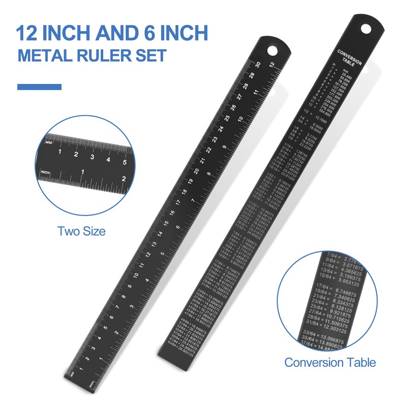 Architectural Scale Ruler with Straight Ruler, 12 Inches Imperial Measurements,