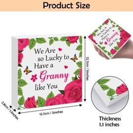 Granny Gifts Grandma Wooden Plaque Box Sign Mothers Day Christmas Birthday Gift for Granny Nana Gift from Grandkids Wood Box Sign Desk Decor Accessories Grandma Gifts from Granddaughter Grandson