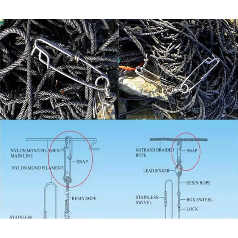 Longline Clips with Swivels Tuna Clips Stainless Steel Branch Hangers