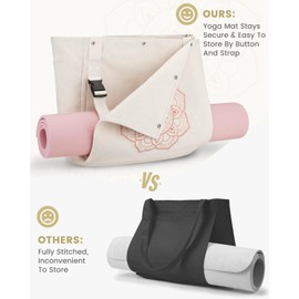 Gonex Yoga Bag, Yoga Mat Bag with Multiple Pockets for Men and Women, Canvas Waterproof Tote Shopping Bag, Mat Easy to Remove for Pilates, Travel, Training, Office