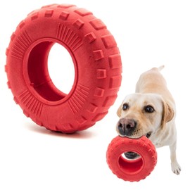 Petopedia 1x 6 Rubber Dog Chew Toys TIRE – Tough Toy TYRE, WHEEL – Interactive, Boredom, Floating, Puppy Teething – Bite Resistant for Dogs Chewing (Red, TPR Foam - 6")