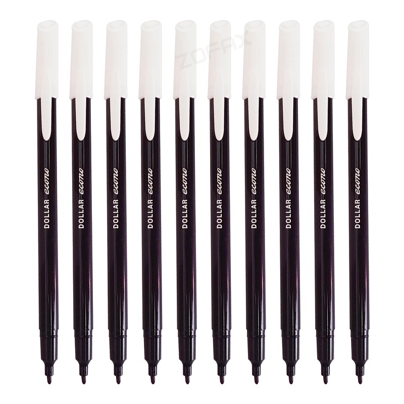 Dollar FeltStic Felt Tip Pens, BLACK, Pack of 10, Fine
