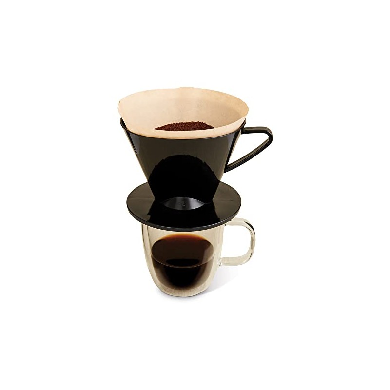 Fino Pour-Over Coffee Brewing Filter Cone, Number 2-Size, Black, Brews