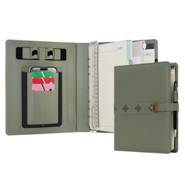 WASON A5 Journal Binder PU Leather Composition Notebook Ruled Spiral Diary Portfolio with Pen, Refillable Paper, Removable Clipboard, Notepad for Business Travel School Planner Organizer (Green)