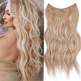 Xtrend 20Inch Invisible Wire Hair Extensions with Transparent Wire Adjustable Size Secure Clips Natural Straight Secret Miracle Hairpiece 86613#