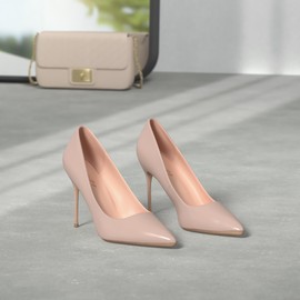 Elisabet Tang Women Pumps, Pointed Toe High Heel 4.7 inch/12cm Party Stiletto Heels Shoes Nude Size 8.5