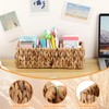 BSTKEY Natural Water Hyacinth 3-Slot Remote Control Holder, Hand-woven Remote