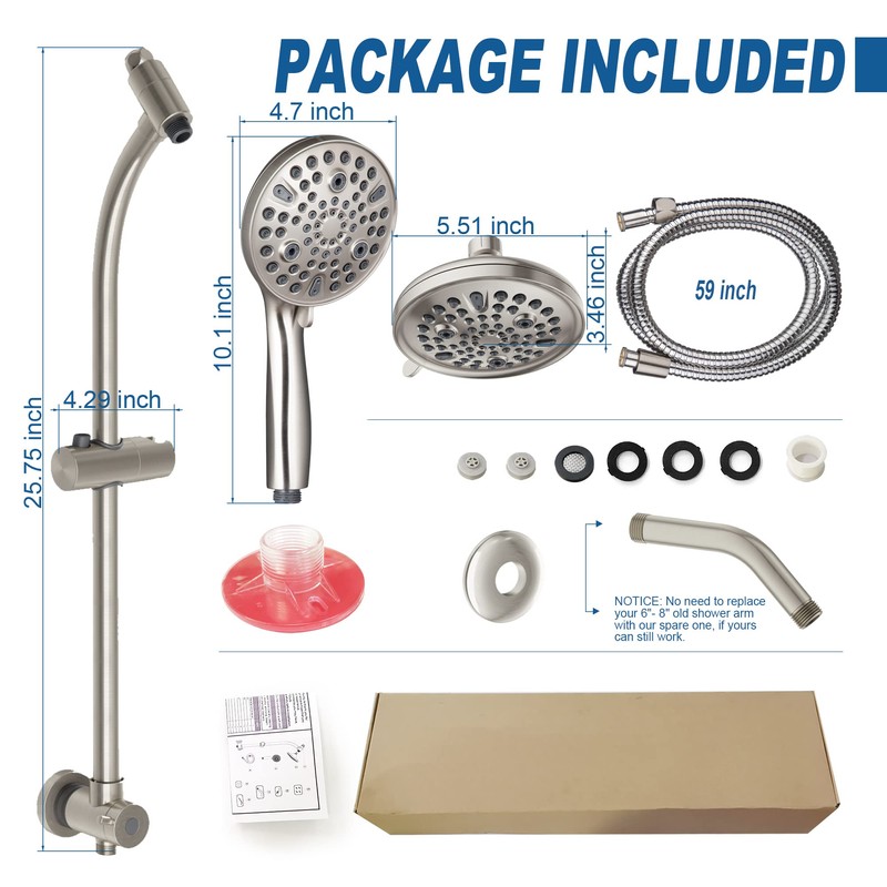 High Pressure Handheld/Rain 82-mode 3-way Shower Head Combo with 25.75"