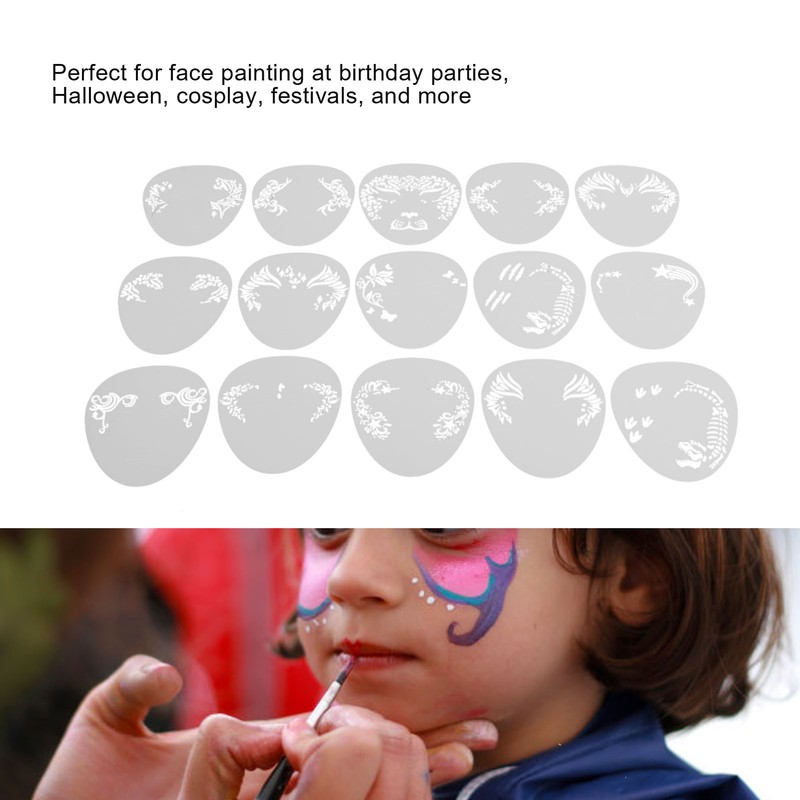15 Pcs Face Paint Stencils Set PP Reusable Temporary Face
