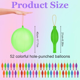 AOOSU Punch Balloons 45 cm, Pack of 52 Robust Perforated Balloons, Large Balloons, Colourful Balloons for Children, Birthday, Game, Party Accessories, Children's Birthdays, Weddings, Children's