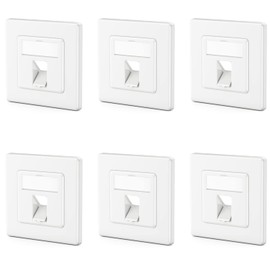 deleyCON 6x 1 Port LAN Junction Box Data Socket Flush-Mounted Socket for Keystone Module 45° Angled Outlet for Keystone Modules with e.g. RJ45 Coaxial F-Connector RJ-11 RCA Jack Toslink PS2