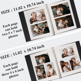 Vienrose Self Adhesive Faux Leather Photo Album with Window DIY Scrapbook Kit for 4x6 5x7 8x10 Pictures, Memory Book for Baby Kids Wedding Journal School Polaroid, 20 Sheets(40 Pages) Black