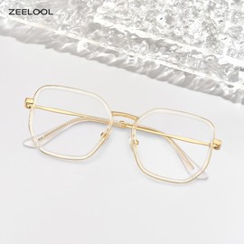Zeelool Blue Light Glasses for Women Fashion Transparent Geometric Eyeglasses Lightweight Computer Eyewear Anti Eyestrain Levi JGX509995-01B