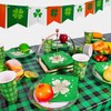 32 Pcs St. Patrick's Day Paper Plates Irish Green Plaid
