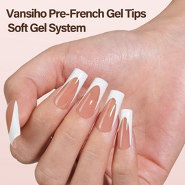 Vansiho Deep French Gel Nail Tips, 150Pcs Long Square Gel Nail Tips, Brown French Tips Press on Nails, French Square Gel Tips, Fake Nails for Nail Art DIY 15 Sizes