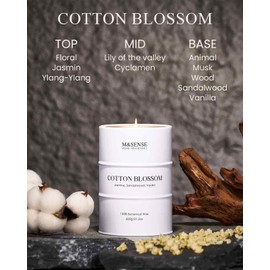 M&SENSE Cotton Blossom Scented Candles Large, Natural Soy Candles 21.2oz 120 Hour Slow Burning,Aromatherapy Candle for Stress Relief Meditation Relaxing