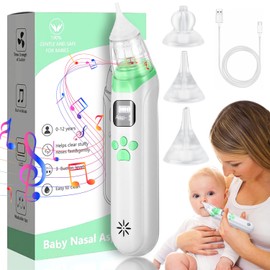 DOTOTO Limpiador Nasal Eléctrico para Bebés, con 3 puntas de silicona, USB de carga Lavado Nasal 3 Niveles de Succión Ajustables, con Música y Luz