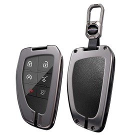 ontto 3/4/5/6 Buttons Key Fob Case Fit for Buick Encore Envision Avenir 2020-up Smart Remote Car Key Holder with Keychain,Solid Metal Frame Key Shell Leather Key Cover,Black