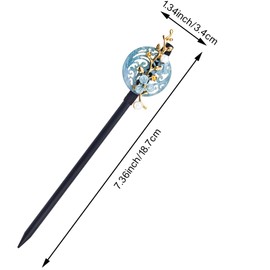 4 PACK Japanese Chinese Wooden Hair Stick, Hairpin with 4 Different Flower Styles, Retro Wooden Hair Accessories for Women Girls (Style 3)