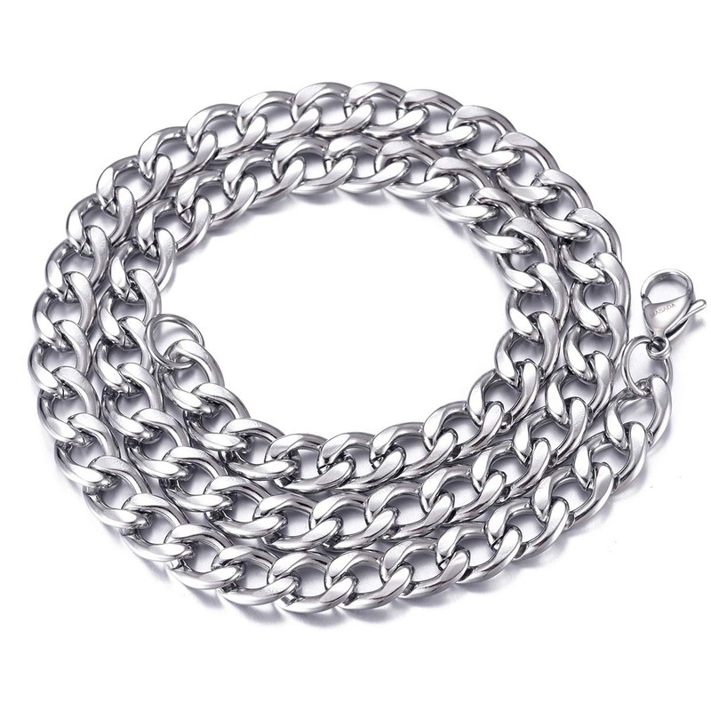 Masada Men's stainless steel necklace from fine to solid wide