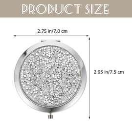 LALAFINA Travel Wallet Rhinestone Pocket Mirror Double-Sided Purse Mirror Bling Compact Mirror Makeup Vanity Round Hand Held Mirror for Women Girls Travel Mirror