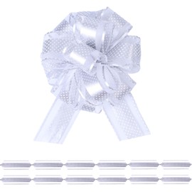 12Pcs Wave Point Gift Wrap Pull Bows, Large 6 Inch Assorted Gift Pull Bows, for Presents,Christmas Party Birthday Gift for Wrapping Boxes,Valentine's Day Gift Decorations (Silver)