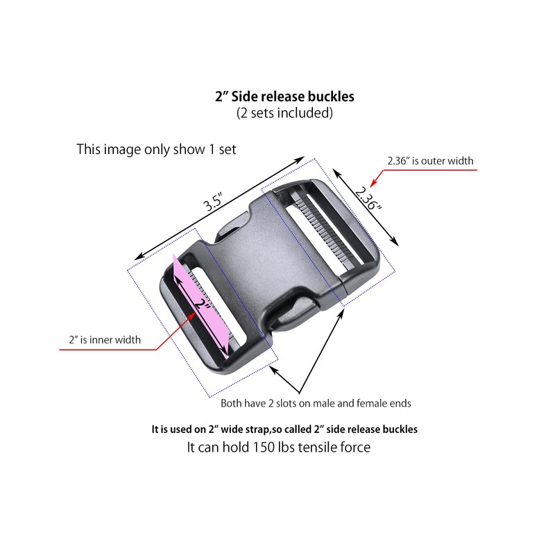 BOSWOAK Side Release Buckles,Heavy Duty Dual Adjustable Plastic Buckle Snaps