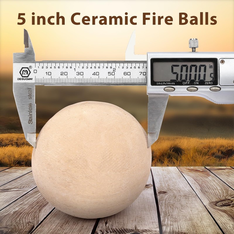 Ceramic Fire Balls for Fire Pit & Outdoor Fireplace (Beige,
