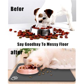 Large Pet Feeding Mat,Super Absorbent Pet Mat,Quick Dry Cat & Dog Water Dispenser Mat,No Stains Non Skid Pet Food Mat for Food and Water Bowl,Easy to Clean Pet Placemats (Dark Brown, 36'' x 16'')