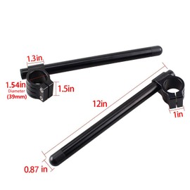 Heart Horse Corazón Caballo 7/8" Motocicleta CNC Tubo de Horquilla de Aluminio Clip en manubrio reemplazable, Negro, 39mm