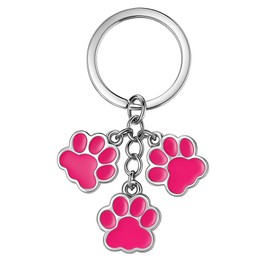 Dog Keychain with Pet Paw Print – Cute Animal Key Chains for Men Women Dog Lover, Anniversary, Decoration-Light Pink