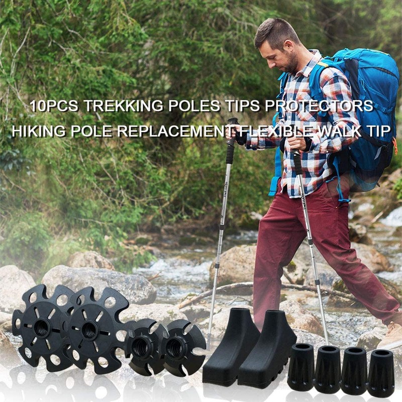 TheFitLife Trekking Poles Tip Set, Pole Tip Protectors Fits Most