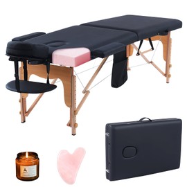 Portable Massage Table,84 Inch Massage Tables Portable with Side Pocket and Towel Rack Adjustable Height Lash Bed Massage Bed Tattoo Table Esthetician Bed for Eyelash Tattoo Spa Facial Care GuaSha