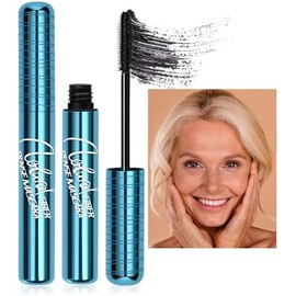 BANGFENG Pack De 2 Máscaras De Pestañas Para Mujeres Mayores, Máscara Negra Hipoalergénica, Voluminizadora E Impermeable Para Pestañas Finas Y Ojos