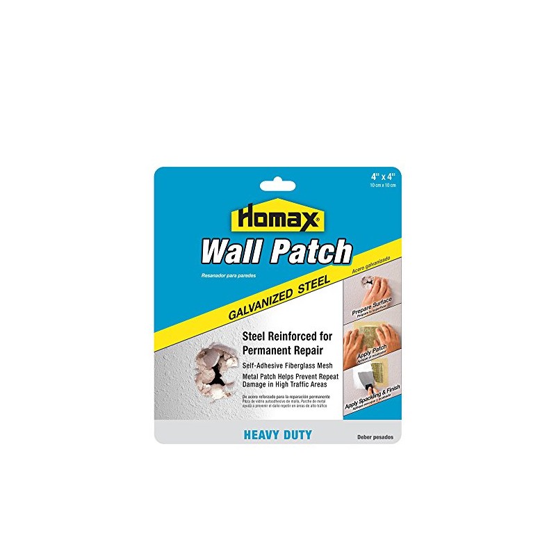 Homax 41072055048 Galvanized Steel Wall Patch, 4"x4", Heavy Duty Patch