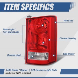 Auto Dynasty Rear Tail Lights Assembly Compatible with 2009 2010 2011 2012 2013 2014 2015 Honda Pilot, Driver Passenger Side Factory Style Brake Lamps with Reverse Light, HO2800174 HO2801174, Red Lens