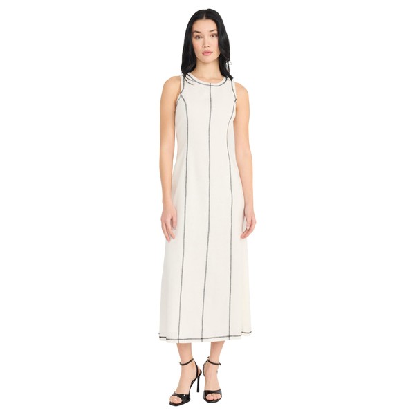 Donna Morgan Women's Linen Rayon Sleeveless Midi Length Formal Contrast