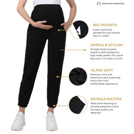Women's Maternity Joggers Pregnant Sweatpants Pants Casual Lounge Over Belly Gym (4-6, Black)