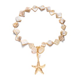 RINHOO Starfish Shell Necklaces for Women Summer Irregular Seashell Statement Necklace Beach Surfer Jewelry (Style A-White)